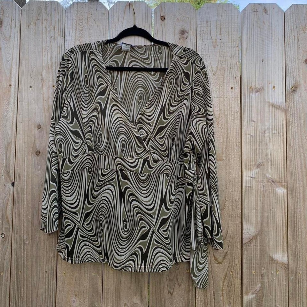 Retro vintage swirl long sleeve shirt by beware‎ size 2x Whimsy summer